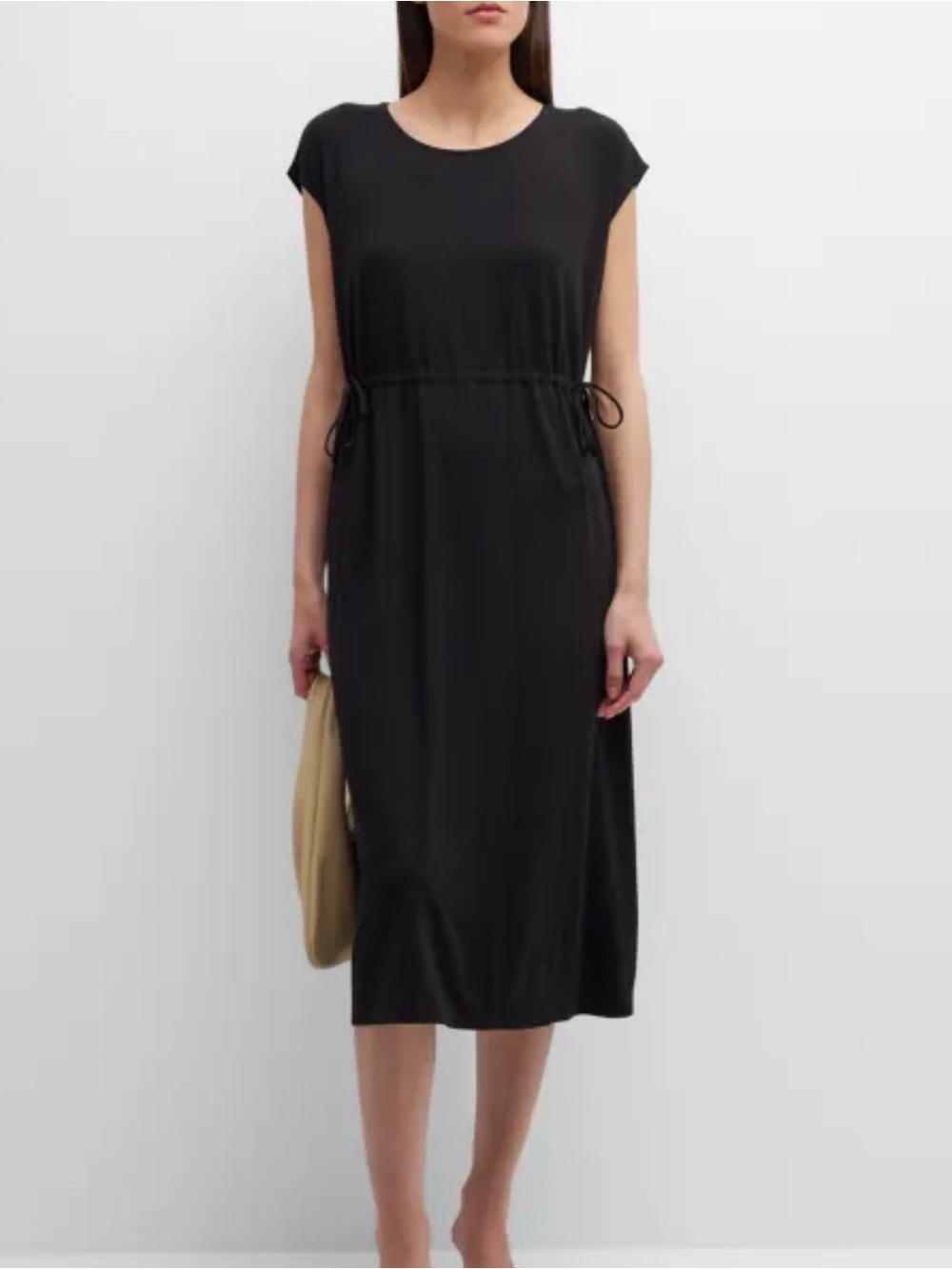 Eileen Fisher Black Drawstring Midi Dress size 1x